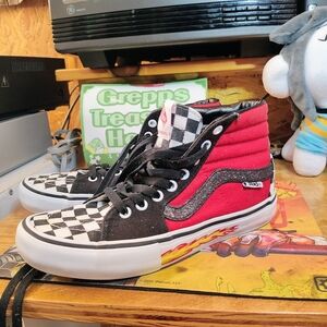 Vans SK8-HI Red Black Checkered Shoes Size 6 Kids NEW NO TAGS